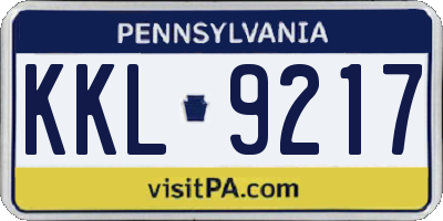 PA license plate KKL9217
