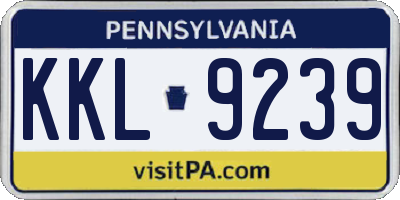 PA license plate KKL9239