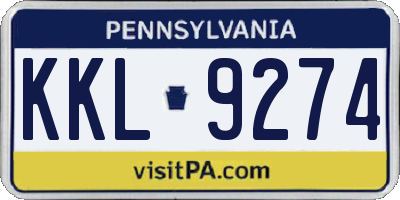 PA license plate KKL9274
