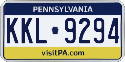 PA license plate KKL9294