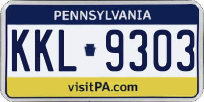 PA license plate KKL9303