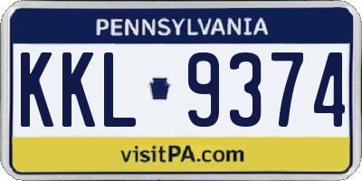 PA license plate KKL9374