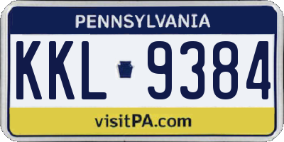 PA license plate KKL9384
