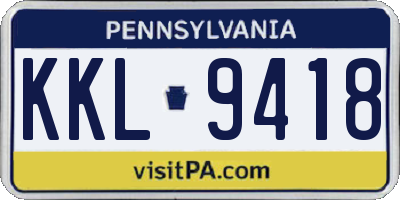 PA license plate KKL9418