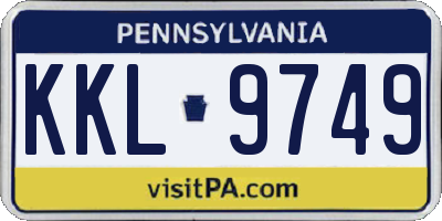 PA license plate KKL9749