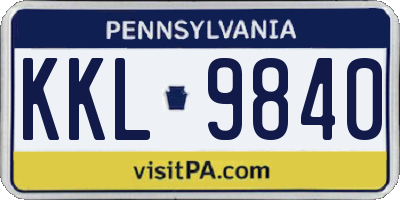 PA license plate KKL9840