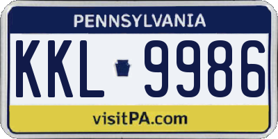 PA license plate KKL9986