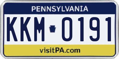 PA license plate KKM0191