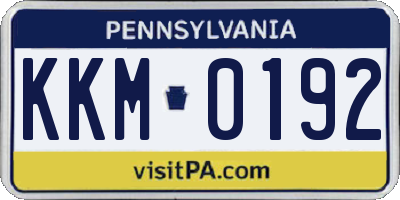 PA license plate KKM0192
