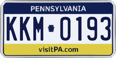PA license plate KKM0193