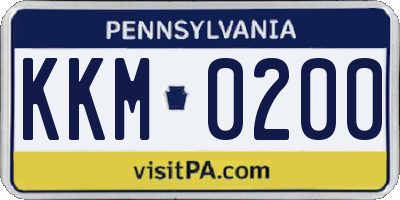 PA license plate KKM0200
