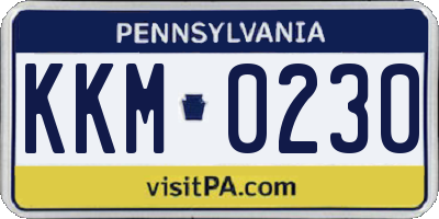 PA license plate KKM0230