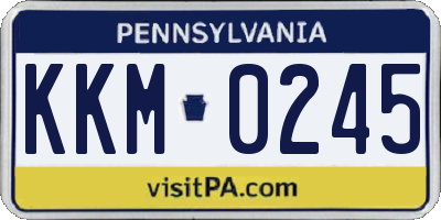 PA license plate KKM0245