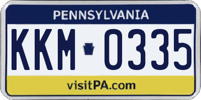 PA license plate KKM0335
