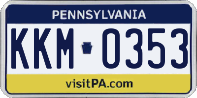 PA license plate KKM0353