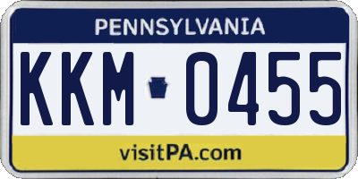 PA license plate KKM0455