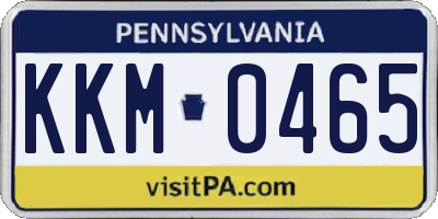 PA license plate KKM0465