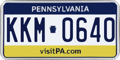PA license plate KKM0640