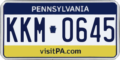 PA license plate KKM0645