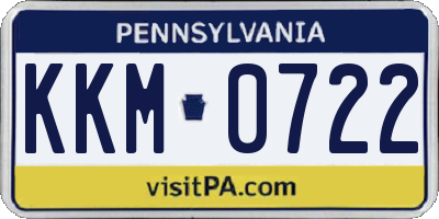 PA license plate KKM0722
