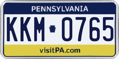 PA license plate KKM0765