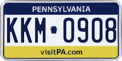 PA license plate KKM0908