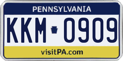 PA license plate KKM0909