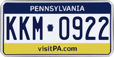 PA license plate KKM0922