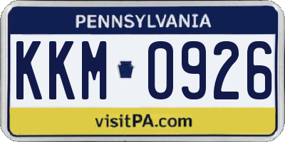 PA license plate KKM0926
