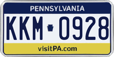 PA license plate KKM0928