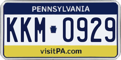 PA license plate KKM0929