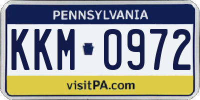 PA license plate KKM0972