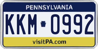 PA license plate KKM0992