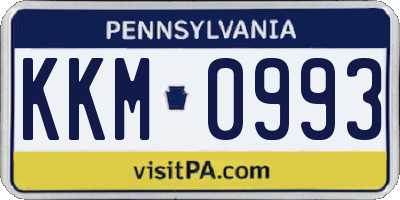 PA license plate KKM0993