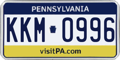 PA license plate KKM0996