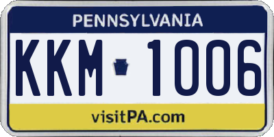 PA license plate KKM1006