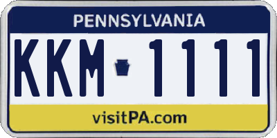 PA license plate KKM1111