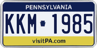 PA license plate KKM1985