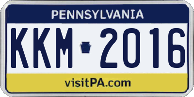 PA license plate KKM2016