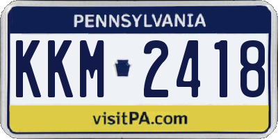 PA license plate KKM2418