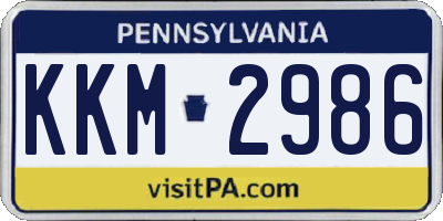 PA license plate KKM2986