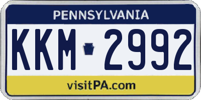 PA license plate KKM2992
