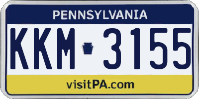PA license plate KKM3155