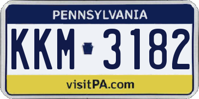 PA license plate KKM3182