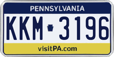 PA license plate KKM3196