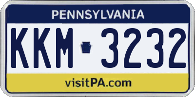 PA license plate KKM3232