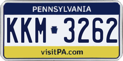 PA license plate KKM3262