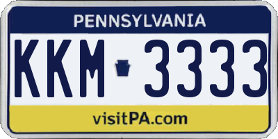 PA license plate KKM3333