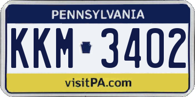 PA license plate KKM3402