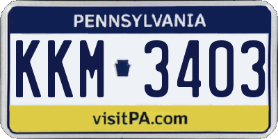 PA license plate KKM3403